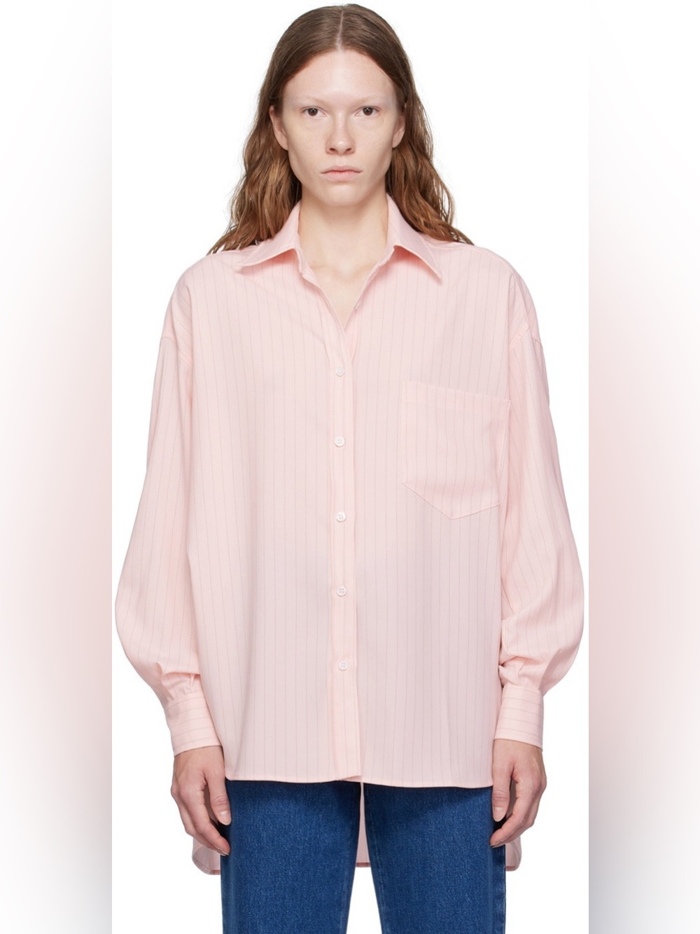 The Frankie Shop Pale Pink Pinstripe Button-Down Shirt